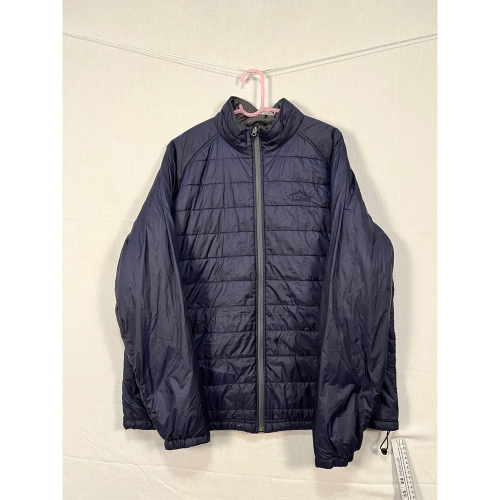 LL Bean Mens PrimaLoft Packaway Jacket Navy Blue Quilted Puffer 290583 XL REG